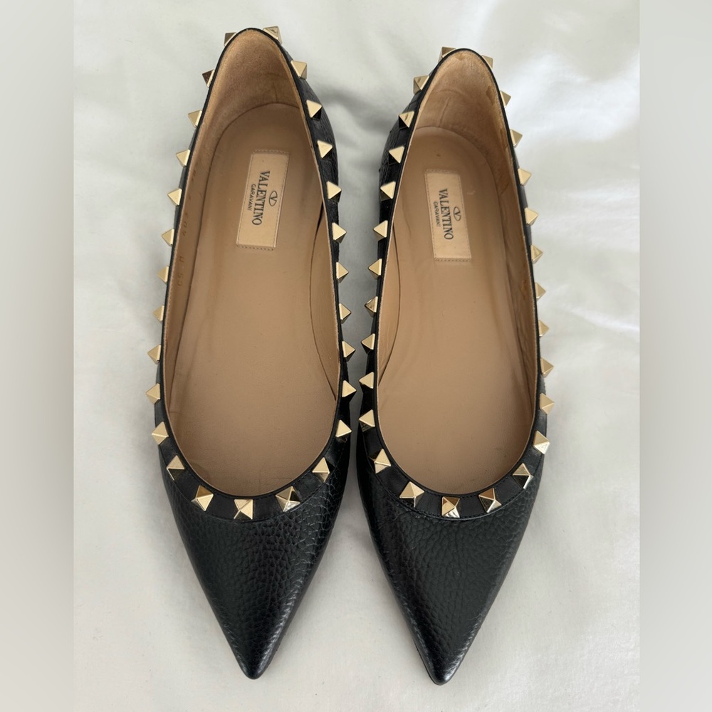 Valentino Rockstud Pointed Toe Ballet Flats